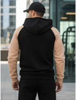 Pánská velbloudí a černá pruhovaná mikina s kapucí Dstreet model 21986001 - FashionStreet