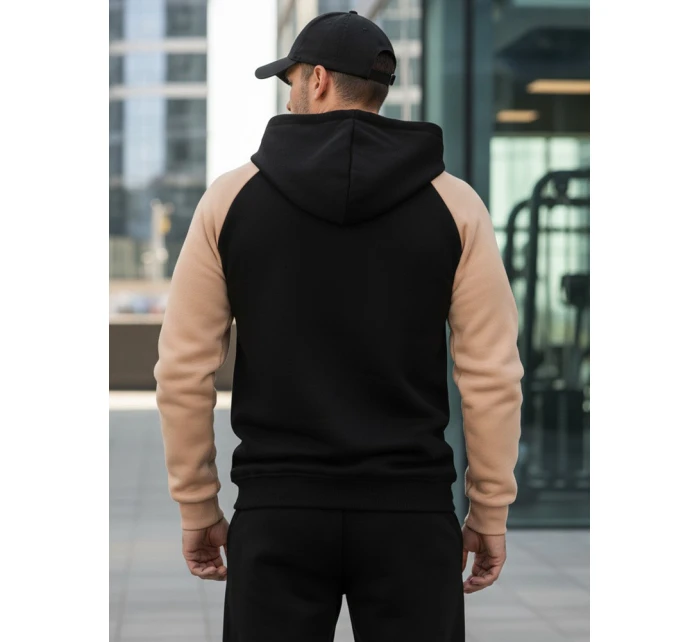 Pánská velbloudí a černá pruhovaná mikina s kapucí Dstreet model 21986001 - FashionStreet