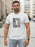 Pánské bavlněné tričko s potiskem revolution white FashionStreet NX0143R