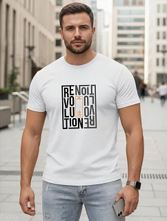 Tshirt męski z nadrukiem biały model 22182648 - FashionStreet