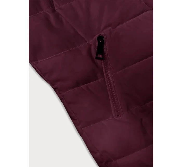 Prošívaná dámská zimní bunda ve vínové bordó barvě s kapucí model 21246916 - LHD Prošívaná dámská zimní bunda ve vínové bordó barvě s kapucí model 21246916 - LHD