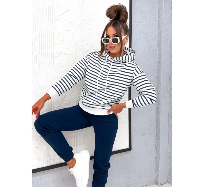 Tmavě modrý dámský bavlněný teplákový komplet s mikinou model 21777414 - Moon