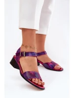 Dámské kožené sandály na podpatku model 21694734 - Maciejka