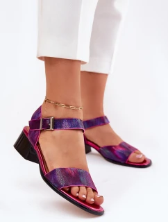 Dámské kožené sandály na podpatku model 21694734 - Maciejka