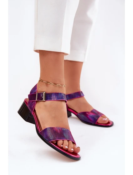 Dámské kožené sandály na podpatku model 21694734 - Maciejka