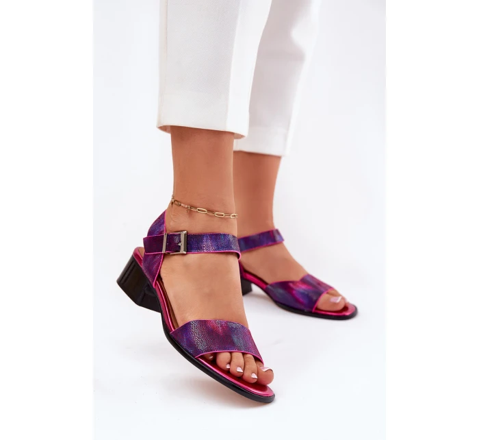 Dámské kožené sandály na podpatku model 21694734 - Maciejka