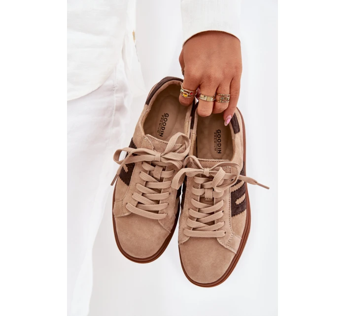 Dámské sneakersy na platformě z přírodní semiše béžové Eldira Dámské sneakersy na platformě z přírodní semiše béžové Eldira