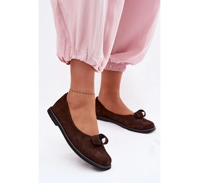 Kožené Semišové Dámské Polobotky model 22101235 Čokoládové - Zazoo