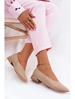 Kožené baleríny na nízkém podpatku Béžové model 22133225 - Boto