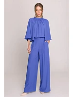 S397 Kombinéza s širokými rukávy a rozdělenými zády - modrá
