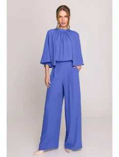 Kombinéza s širokými rukávy a zády modrá model 20966204 - STYLOVE