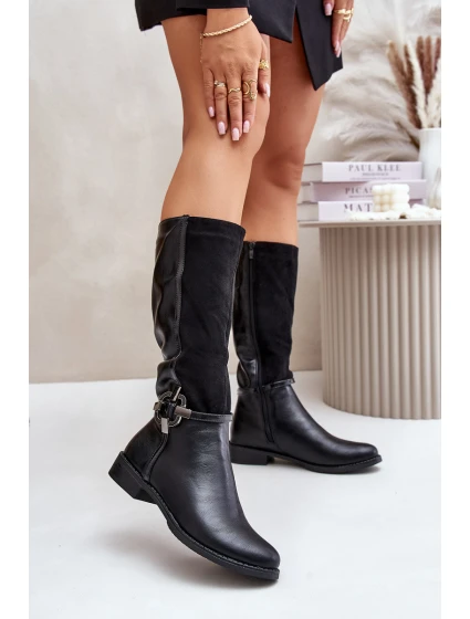 Zateplené kozačky ASA62-112 černé - Jezzi