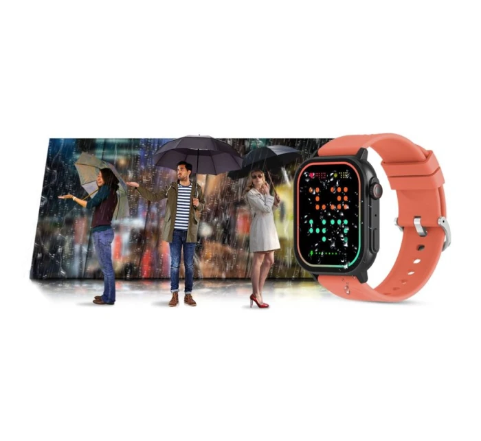 Chytré hodinky Gravity GT15-3 Červený silikonový řemínek + černý náramek