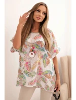 Dámská bavlněná blůza s motivem motýlů s krátkým rukávem bílá Dámská bavlněná blůza s motivem motýlů s krátkým rukávem bílá