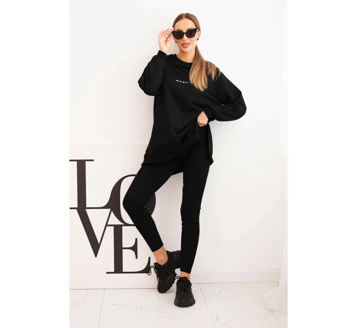 Dámský bavlněný komplet mikina a legíny s nápisem Minimal černý