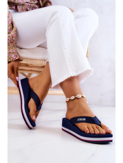 Dámské žabky na klínku Big Star model 21579653 Námořnická modrá - Big Star Shoes