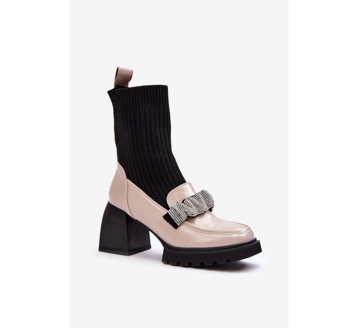 Botky Dámské se Soketou na Podpatku Bežové SBarski MR870-41