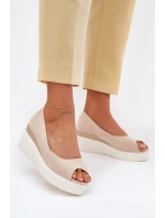 Dámské Sandály Na Klínu Z Eko Semiše Světle Béžové Velira