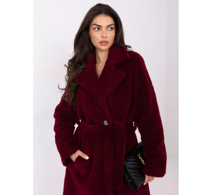 Płaszcz IT PL model 21766305 bordowy - FPrice Płaszcz IT PL model 21766305 bordowy - FPrice