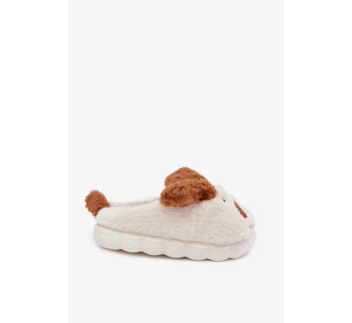 Dětské chlupaté bačkory – hnědé se psy Farnise Dětské chlupaté bačkory – hnědé se psy Farnise