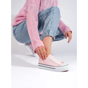 Exkluzívní dámské růžové  tenisky bez podpatku