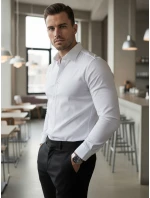 Pánská elegantní hladká bílá košile SLIM FIT FashionStreet DX2617