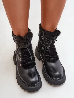 Zateplené Kotníkové Boty na Zip z Eko Kůže Černé Willatta