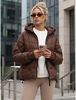Dámská prošívaná bunda s kapucí, hnědá, FashionStreet TY5760 Dámská prošívaná bunda s kapucí, hnědá, FashionStreet TY5760