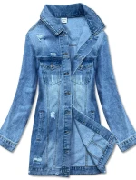 Světle modrá dlouhá džínová bunda (POP7021-LK)