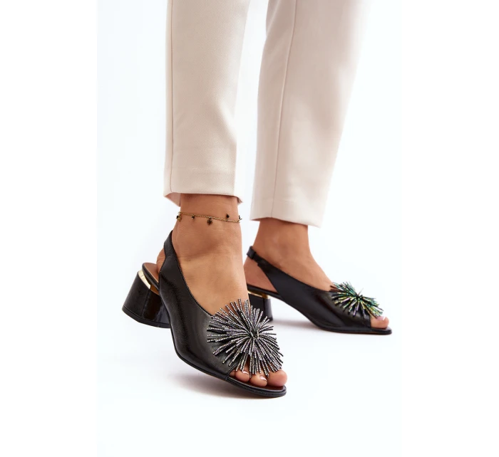 Kůže Sandály Na Podpatku  Hnědé model 21647404 - Laura Messi