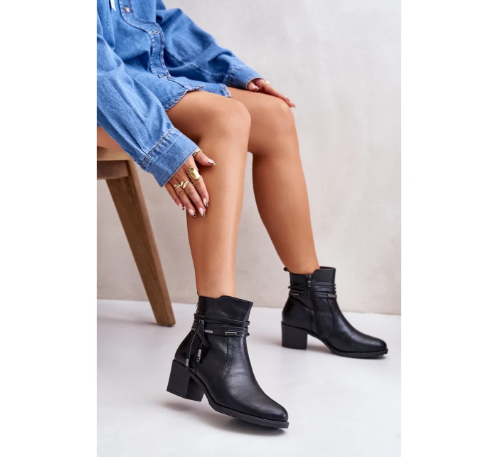 Dámské boty na podpatku z podšívkou černé model 21672432 - Boto Dámské boty na podpatku z podšívkou černé model 21672432 - Boto