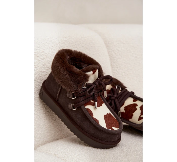 Dámské sněhule z přírodní semišové látky D.Franklin DFSH375008 čokoládové