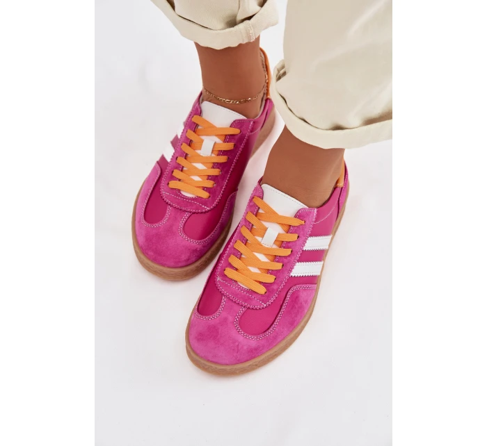 Kožené Dámské Tenisky model 22013924 Fuchsiová - S.Barski Kožené Dámské Tenisky model 22013924 Fuchsiová - S.Barski