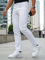 Pánské bílé džíny slim fit UX4487 bílé - FashionStreet