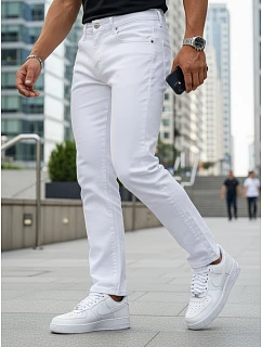 Pánské bílé džíny slim fit UX4487 bílé - FashionStreet