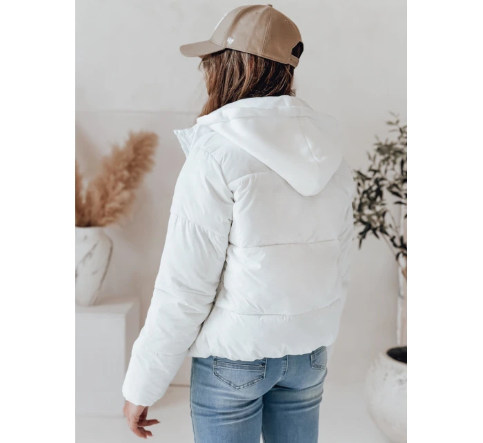 Dámská krátká péřová bunda GLAMVO s kapucí bílá FashionStreet TY4952