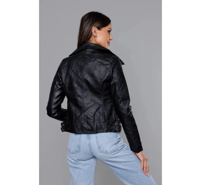 Černá bunda ramoneska s klopami model 18117106 - Forget me not FASHION