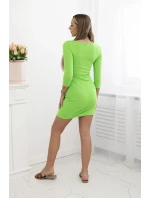 Šaty s knoflíkovým výstřihem zelené neonové Šaty s knoflíkovým výstřihem zelené neonové