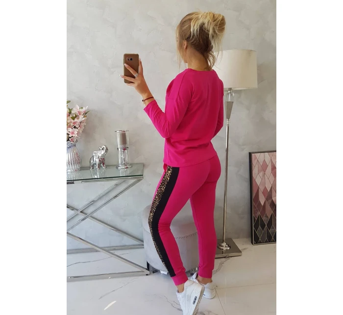 Fuchsiová sada s leopardím potiskem