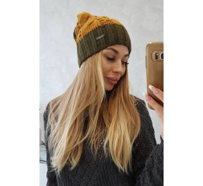 Fleecová čepice Paris K212 hořčicová+khaki Fleecová čepice Paris K212 hořčicová+khaki