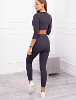 Pruhovaný set krátký top grafitový