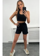 Pruhovaná souprava se šortkami černá Pruhovaná souprava se šortkami černá