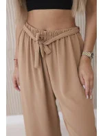 Kalhoty s širokým pasem velbloud Kalhoty s širokým pasem velbloud