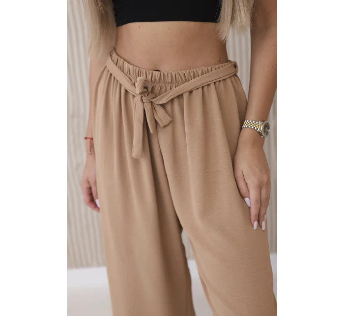 Kalhoty s širokým pasem velbloud Kalhoty s širokým pasem velbloud