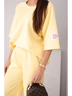 Dámský máslový komplet z viskózy mikina a široké kalhoty světle fialový