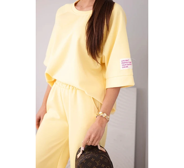 Dámský máslový komplet z viskózy mikina a široké kalhoty světle fialový