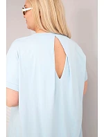 Dámská bavlněná halenka Plus Size s krátkým rukávem modrá Dámská bavlněná halenka Plus Size s krátkým rukávem modrá