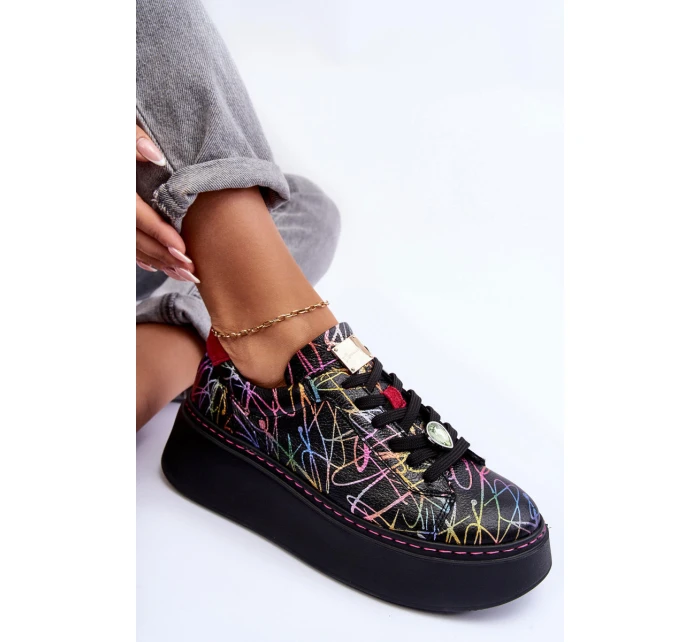Kožené sportovní boty na platformě Maciejka 06191-39 Multikolor