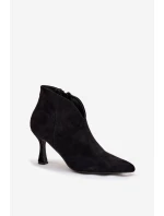Nízké dámské kotníkové boty na jehlovém podpatku semiš černé model 21709922 - Boto Nízké dámské kotníkové boty na jehlovém podpatku semiš černé model 21709922 - Boto