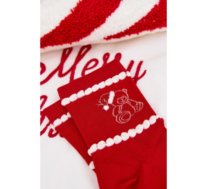 Dámské vánoční ponožky Medvídek v model 21786665 Santa Claus červené - Aura.via